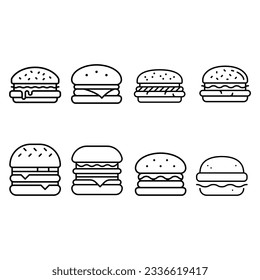 Burger icon vector set. fast food illustration sign collection. food symbol.