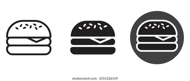 Burger Icon vetor conjunto ilustração plana.