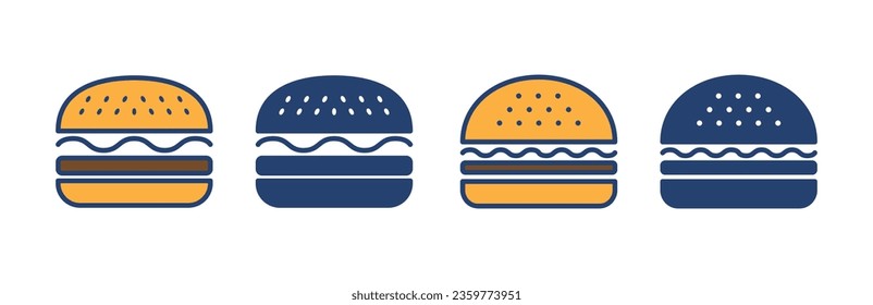 Burger-Ikone-Vektorgrafik. Hamburger-Zeichen und -Symbol. Hamburger