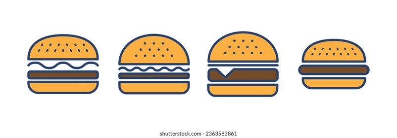 Vector de icono de hamburguesa. símbolo y signo de hamburguesa. hamburguesa