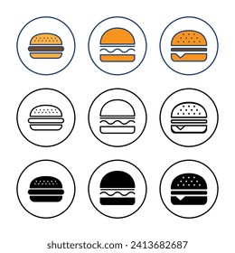 Vector de icono de hamburguesa. símbolo y signo de hamburguesa. hamburguesa