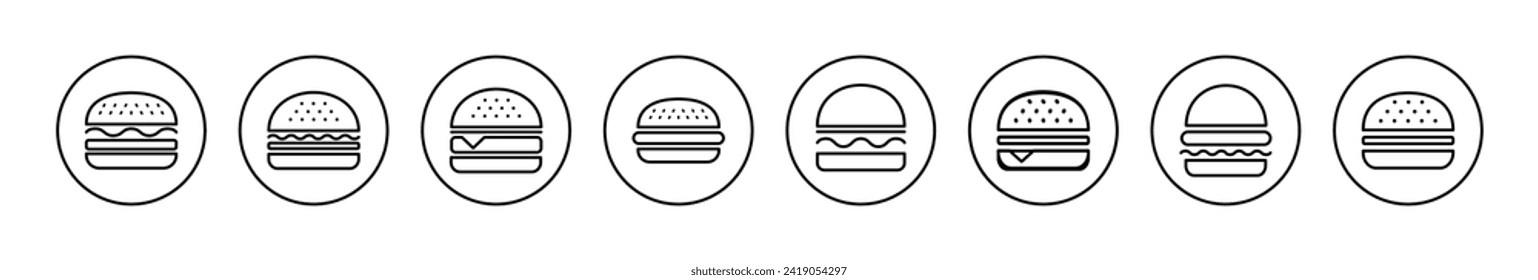 Vector de icono de hamburguesa. símbolo y signo de hamburguesa. hamburguesa