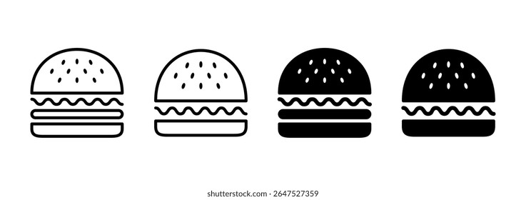 Ícone de hambúrguer vetor. sinal de hambúrguer e símbolo. hambúrguer