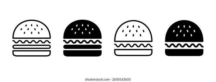 Ícone de hambúrguer vetor. sinal de hambúrguer e símbolo. hambúrguer