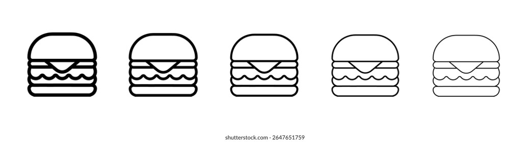 Signo de estilo de contorno delgado de Vector de icono de hamburguesa