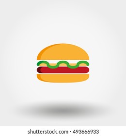 Burger. Icon for web and mobile application. Vector illustration on a white background. Flat design style.