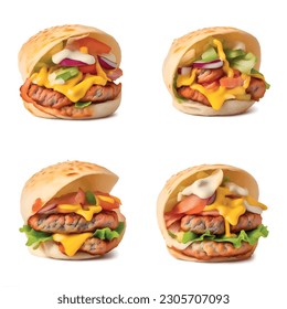 Burger para icono para sitio web o menú de restaurante y entrega de alimentos 3D vectorial gráfico