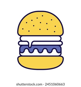 burger icon with white background vector stock illustration