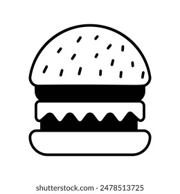 burger icon with white background vector stock illustration