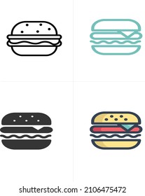 burger icons in different colors