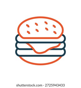 contorno de iconos de hamburguesa y estilo plano, fondo transparente