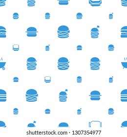 burger icons pattern seamless white background. Included editable filled cheeseburger, sandwich, double burger, double burger with flag icons. icons for web and mobile.