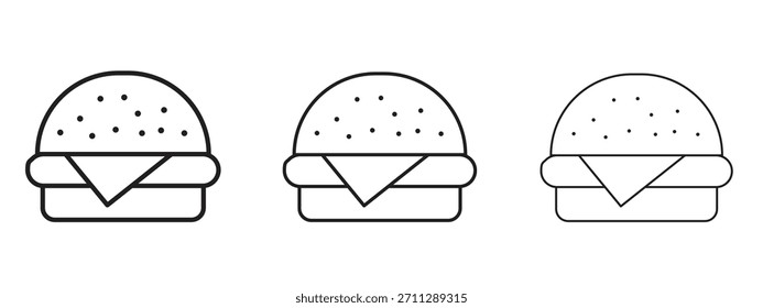 Burger-Symbole. Pixel perfekte Vektorsymbol-Sammlung