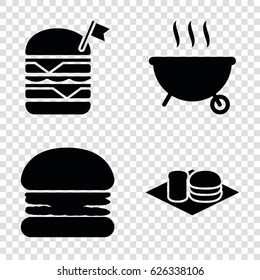 Burger icons set. set of 4 burger filled icons such as 