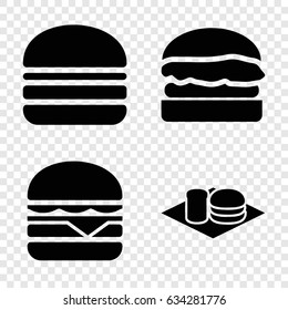Burger icons set. set of 4 burger filled icons such as