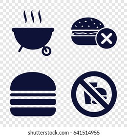Burger icons set. set of 4 burger filled icons such as no fast food, burger