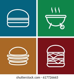 Burger icons set. set of 4 burger outline icons such as 