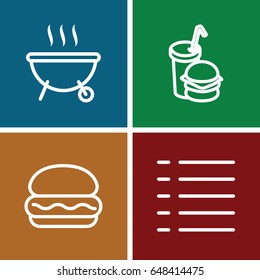 Burger icons set. set of 4 burger outline icons such as menu
