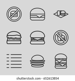 Burger icons set. set of 9 burger outline icons such as burger, menu