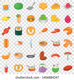 Burger icons set. Cartoon style of 36 burger vector icons for web for any design