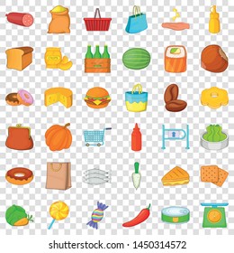 Burger icons set. Cartoon style of 36 burger vector icons for web for any design