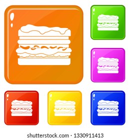 Burger icons set collection vector 6 color isolated on white background