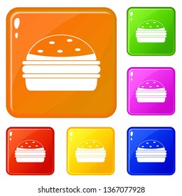 Burger icons set collection vector 6 color isolated on white background