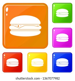 Burger icons set collection vector 6 color isolated on white background