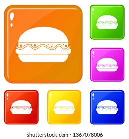 Burger icons set collection vector 6 color isolated on white background