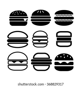 Burger icons set, fast food, hamburger