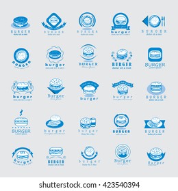 Burger Icons Set - Isolated On Gray Background - Vector Illustration, Graphic Design. Food Concept