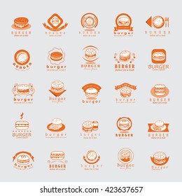 Burger Icons Set - Isolated On Gray Background - Vector Illustration, Graphic Design. Food Concept