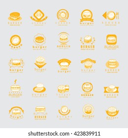 Burger Icons Set - Isolated On Gray Background - Vector Illustration, Graphic Design. Food Concept