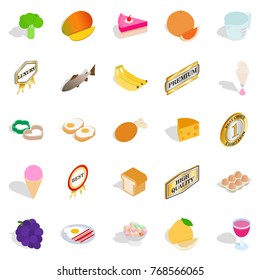 Burger icons set. Isometric set of 25 burger vector icons for web isolated on white background