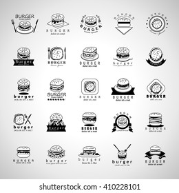 Burger Icons Set-Isolated On Gray Background-Vector Illustration,Graphic Design.Food Concept