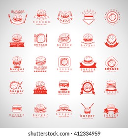 Burger Icons Set-Isolated On Gray Background-Vector Illustration,Graphic Design.Food Concept