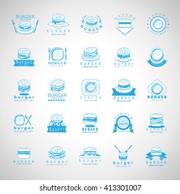 Burger Icons Set-Isolated On Gray Background-Vector Illustration,Graphic Design.Food Concept 