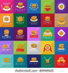 Burger Icons Set-Isolated On Mosaic Background-Vector Illustration,Graphic Design.Food Concept