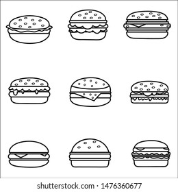 Burger icons set.Vector icons for web design isolated on white background.