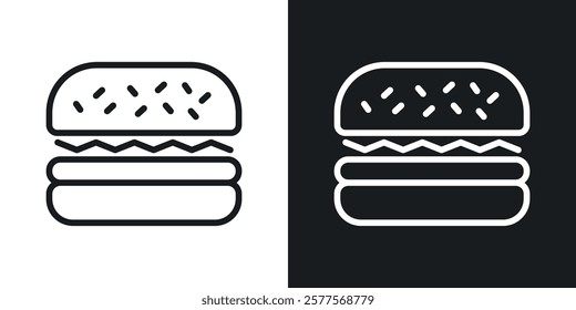 Burger icons in thin black and white stroke liner style
