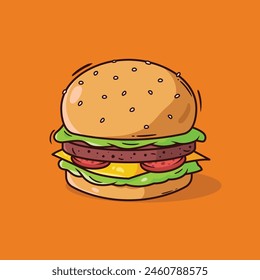 Burger Illustration Cartoon Stil Vektorgrafik Symbol