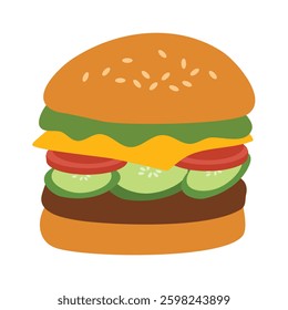 Burger illustration for Celebrating National Hamburger Day!