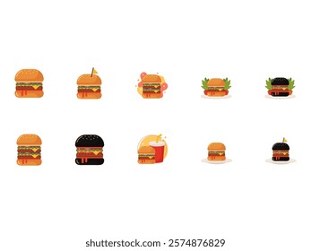 Burger Illustration Design Element Set