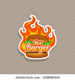 Burger illustration with fire