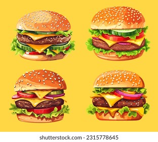 burger illustration flat style vector 