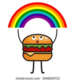 Burger illustration with funny, happy, angry, and adorable facial expressions.