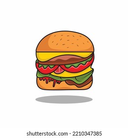 Burger illustration graphic on white background 