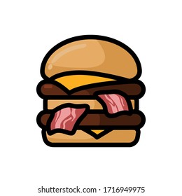Burger illustration. Hamburger flat icon or sticker. Vector.