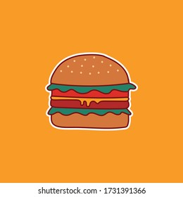 Burger illustration for icon, logo, sticker