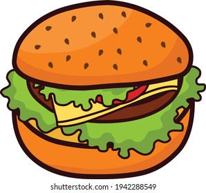 Burger illustration logo icon vector isolated on white background 